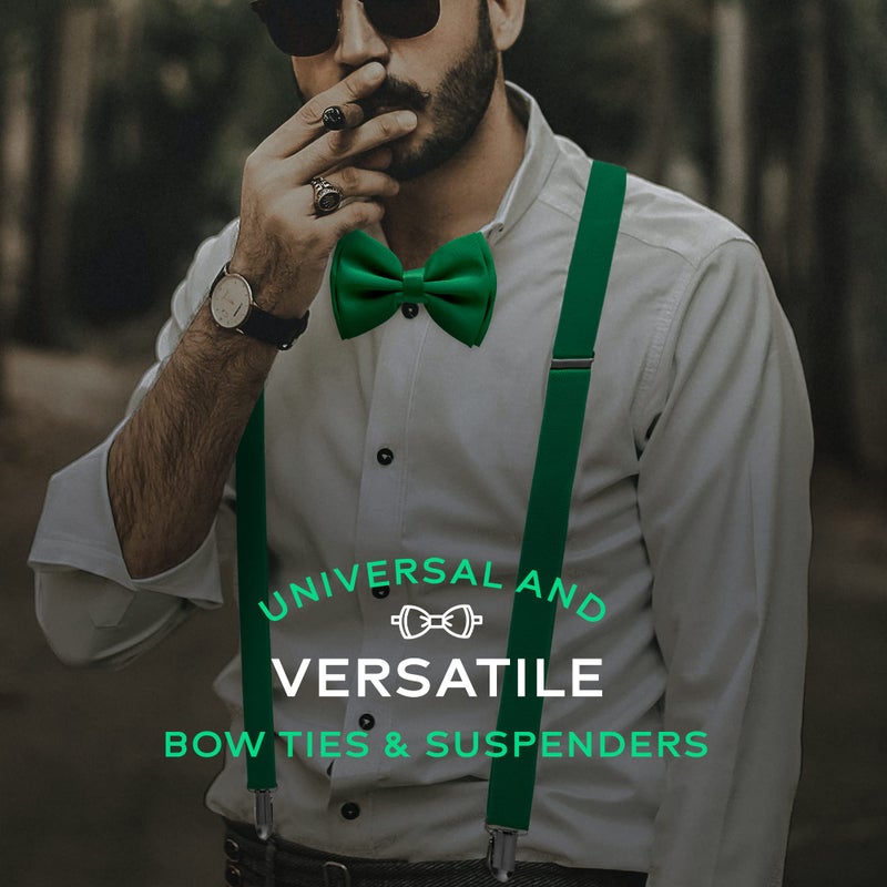 Man of Men - Men's Green Bowtie & Suspender Set - Image 3